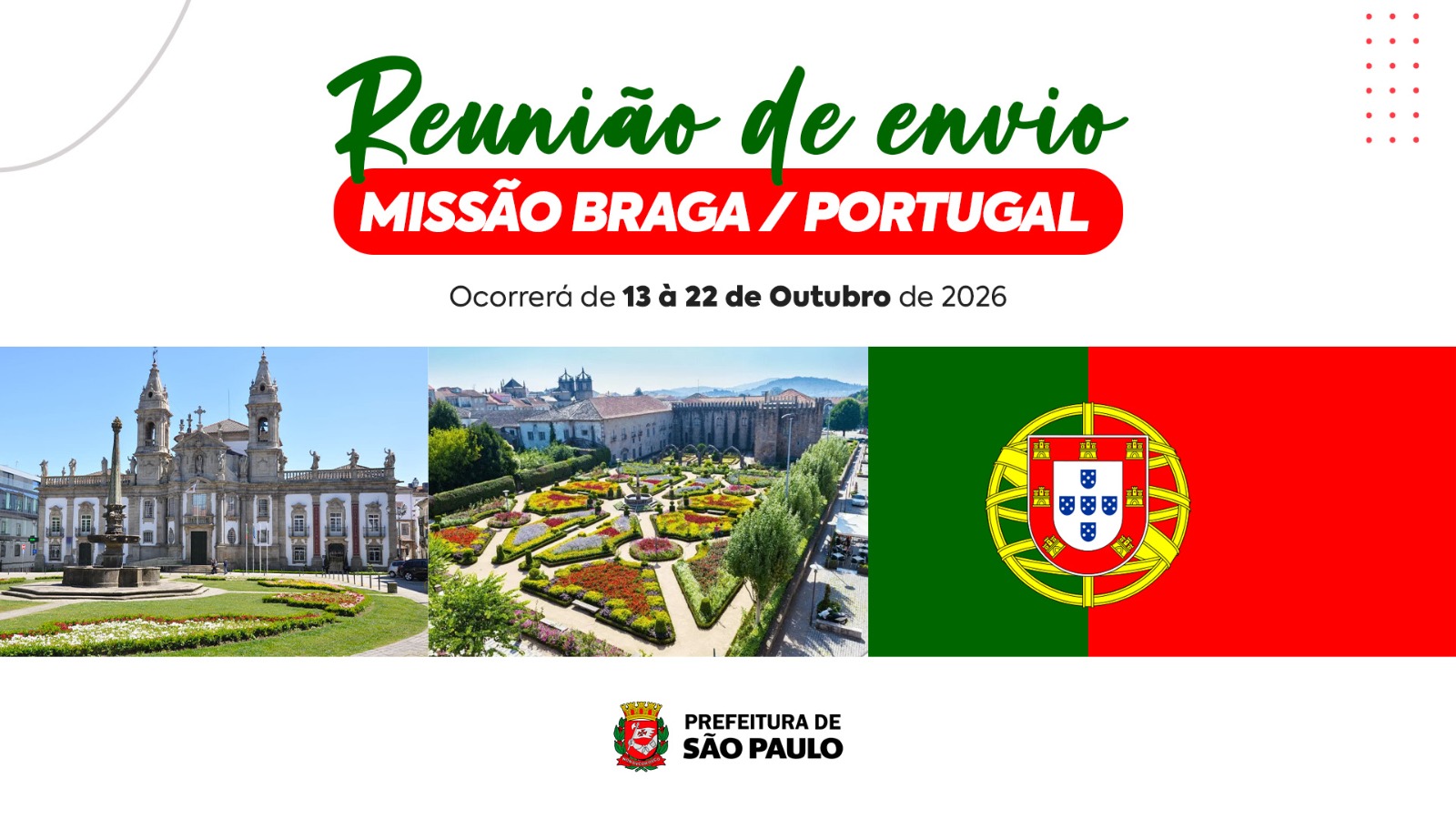 Prefeitura de São Paulo promove reunião de envio para a Missão Braga, em Portugal, programada para o mês de outubro de 2026.