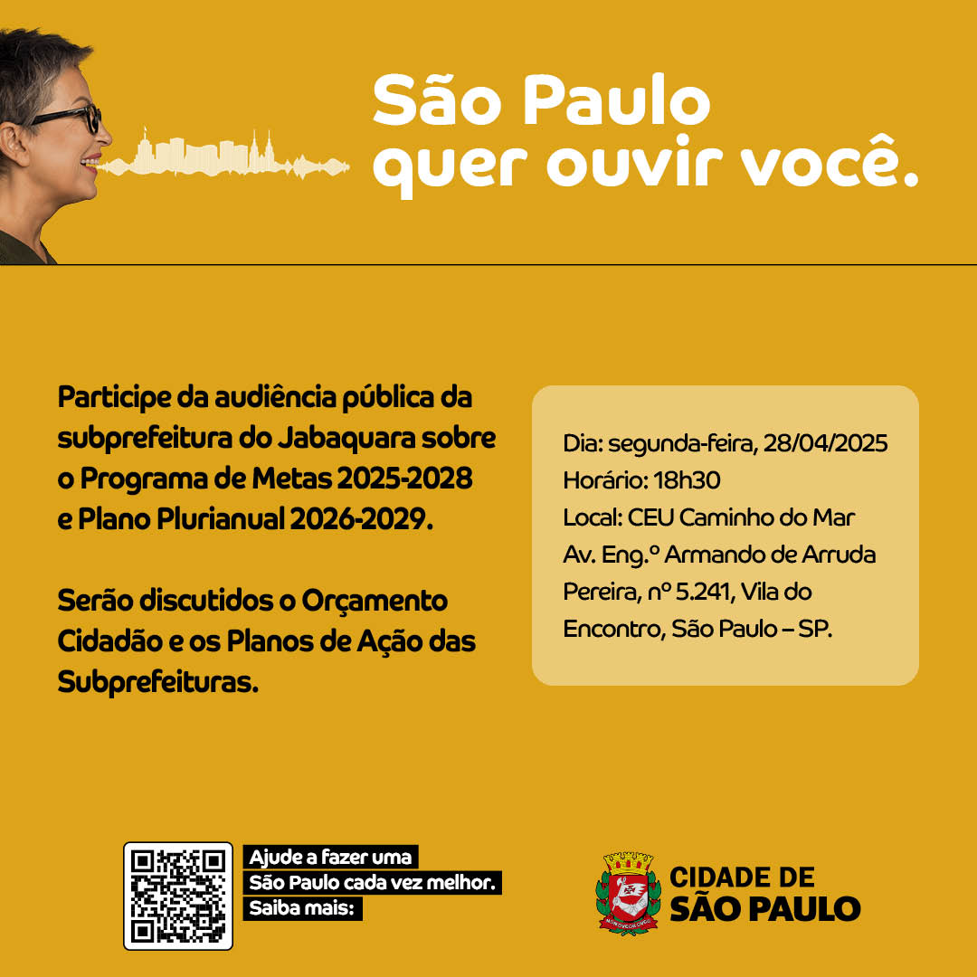 Prefeitura de São Paulo realiza audiências públicas para o Orçamento Cidadão 2026
