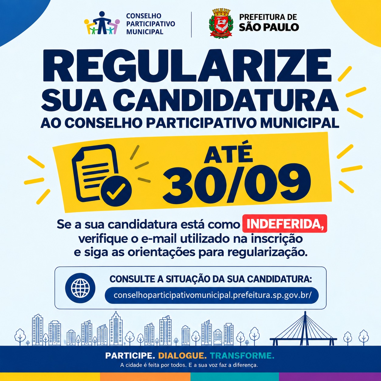 Card informativo da Prefeitura de São Paulo e do Conselho Participativo Municipal com o título