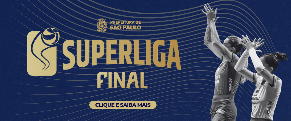 Na imagem, banner com a arte da final da Superliga.