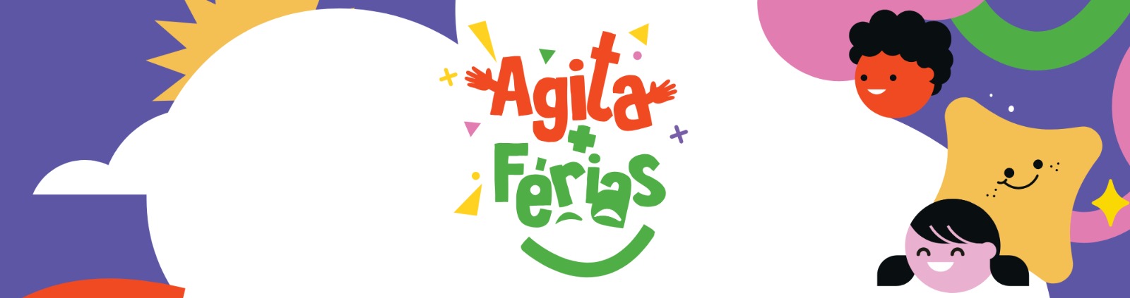 Na imagem, banner com a arte do programa Agita + Férias.