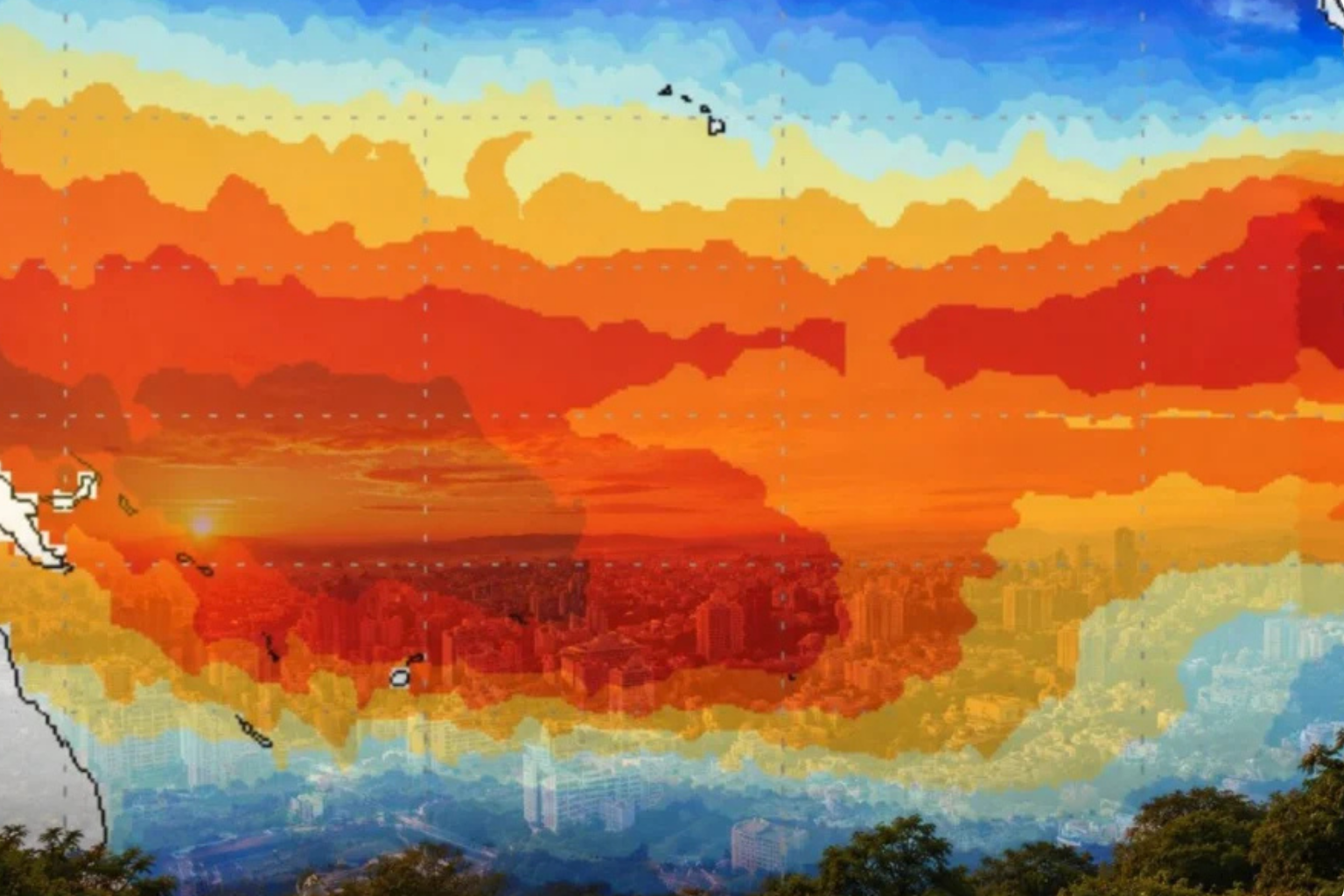 Imagem meteorológica colorida do El Niño