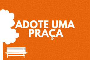 ícone de banco e árvore com a frase: adote uma praça 