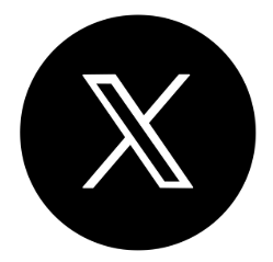 Logo do X, antigo Twitter, formado por um círculo preto com a letra X inserida dentro.