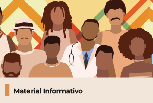 A imagem possui ilustrações de pessoas negras. Abaixo, uma faixa com o texto 